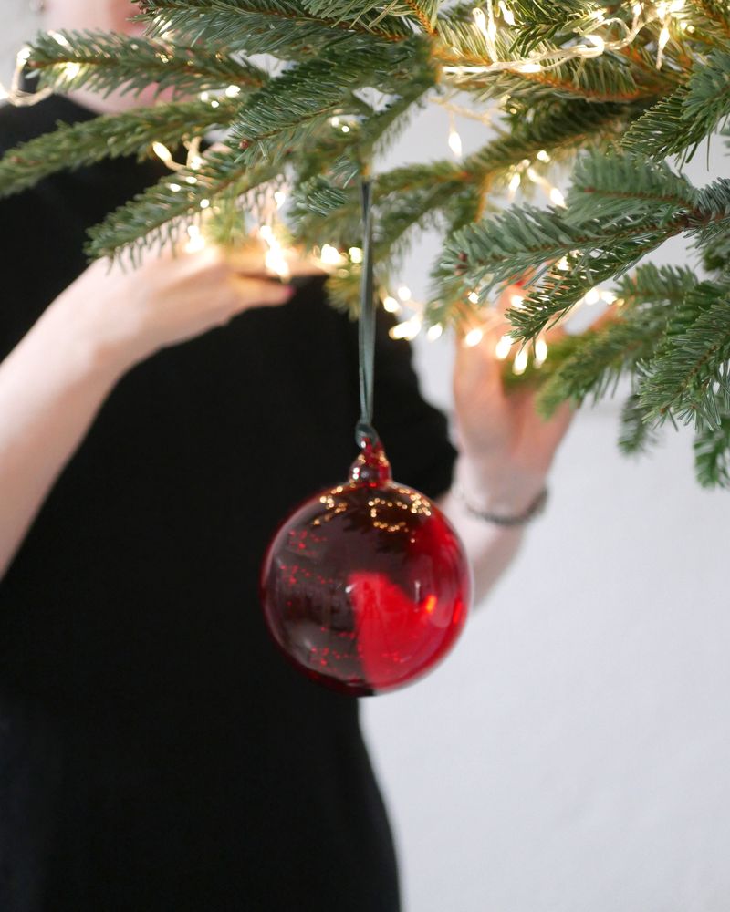 Glaskugel - mundgeblasen, rot