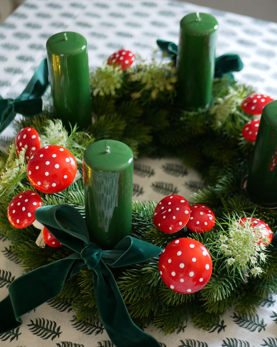 Set für Adventskranz in Dunkelgrün