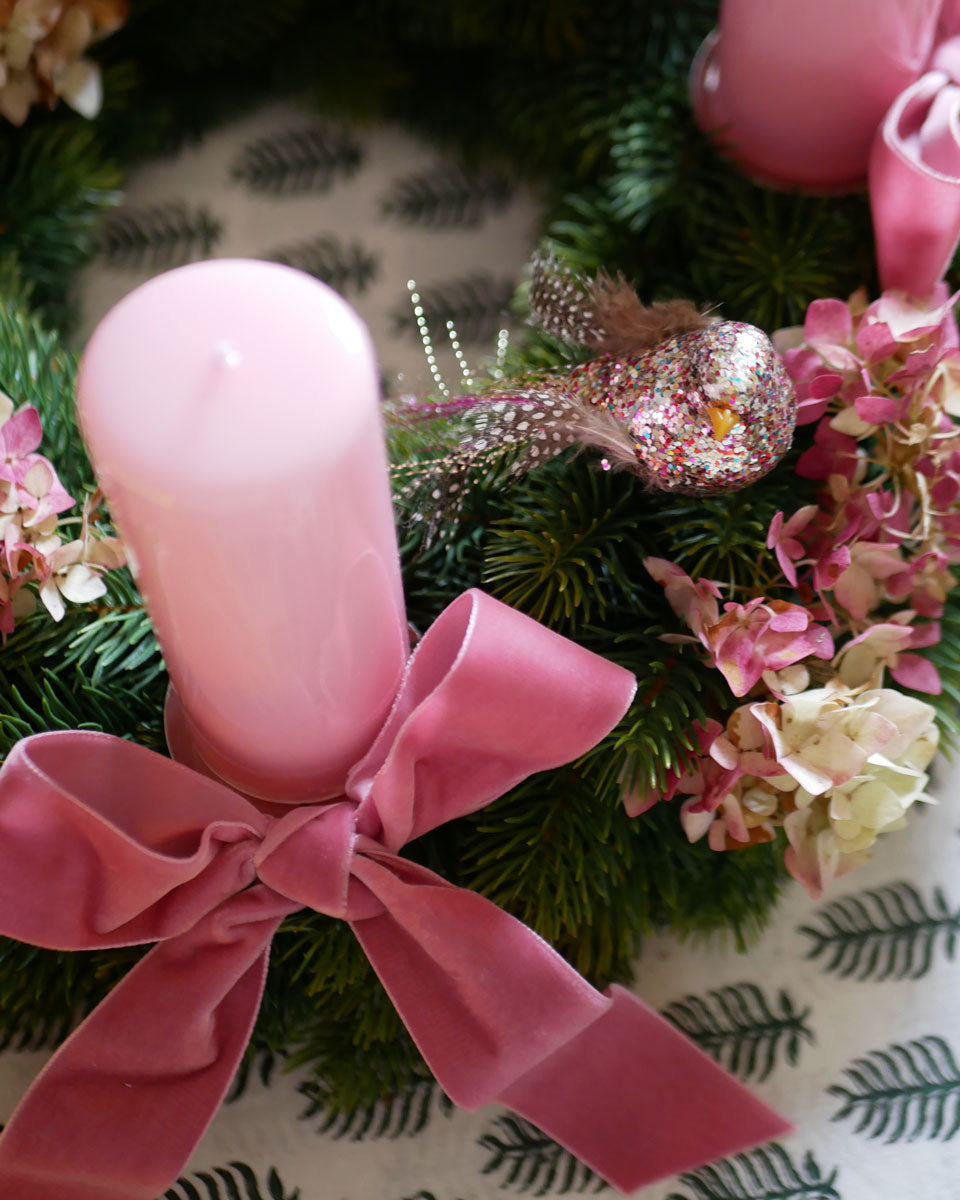 Set für Adventskranz in Rosa