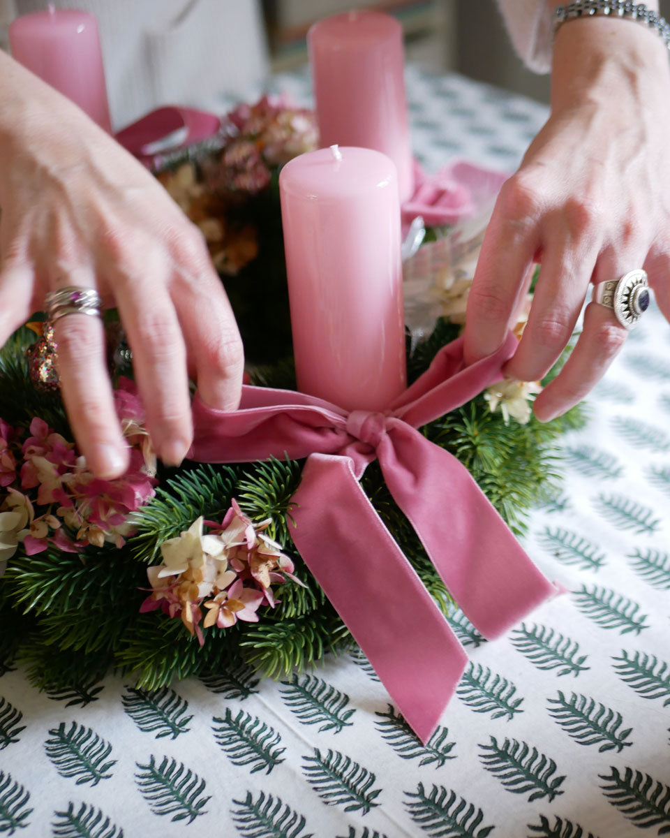 Set für Adventskranz in Rosa