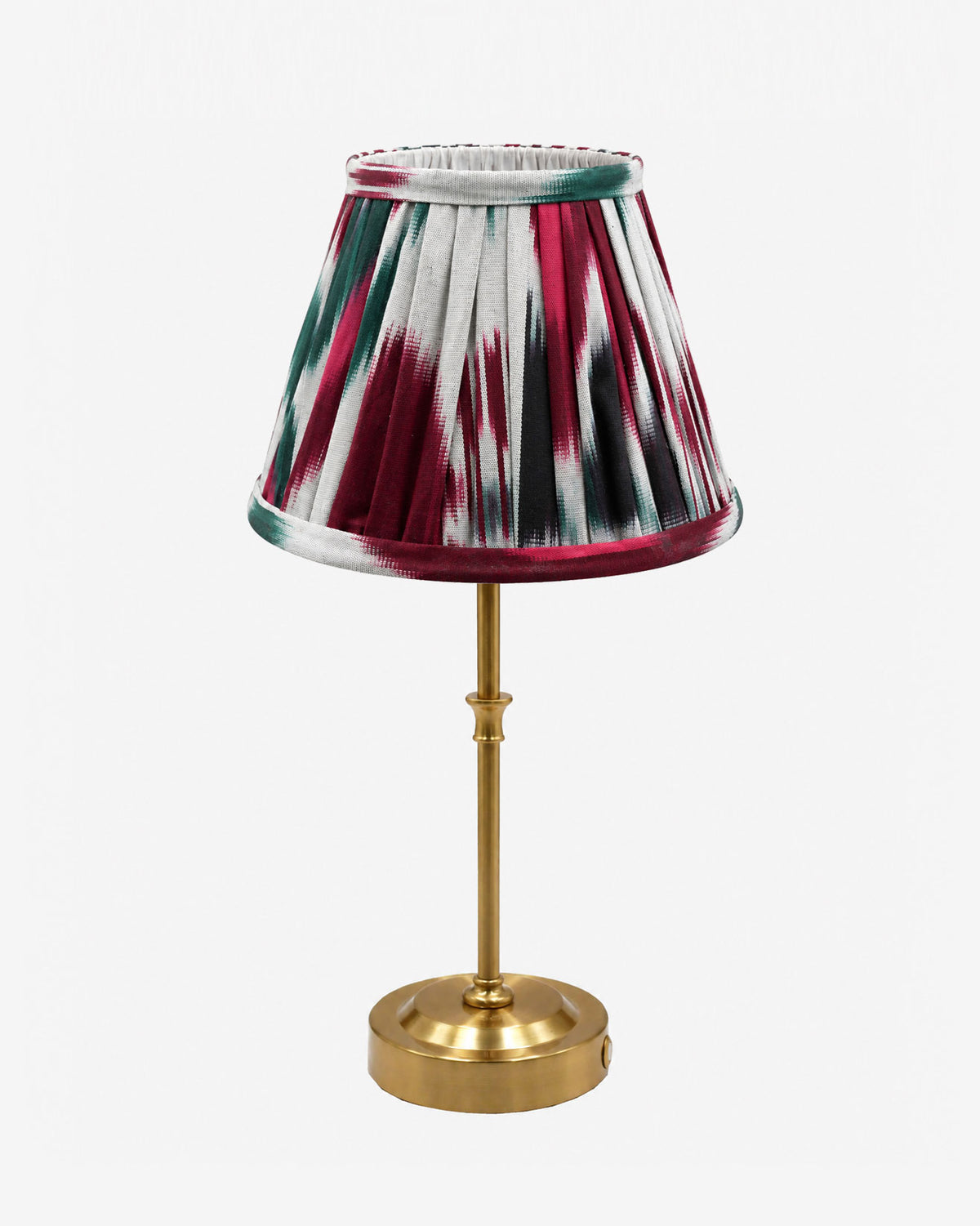 Akku-Tischleuchte "Paris" in Gold mit Ikat-Schirm