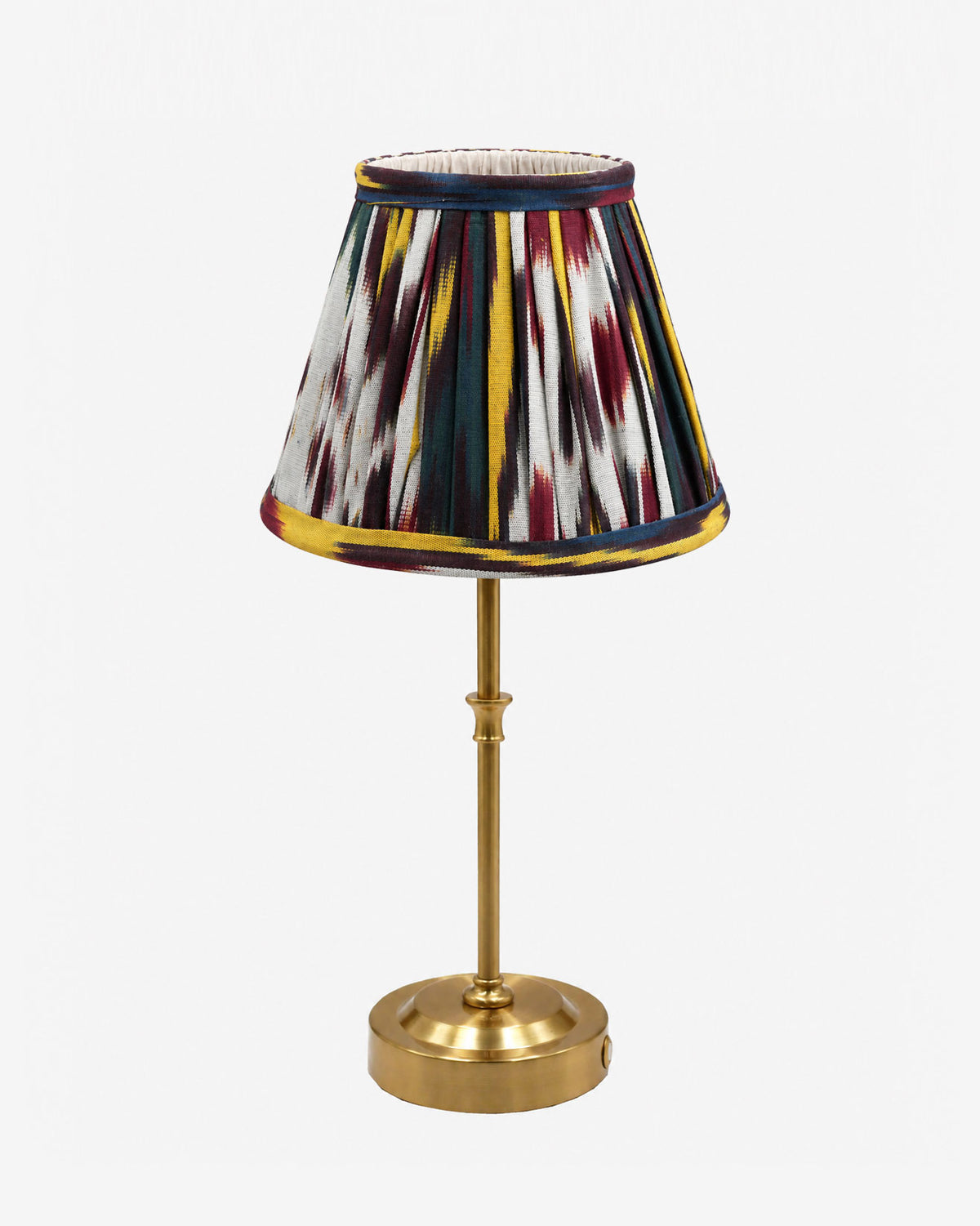 Akku-Tischleuchte "Paris" in Gold mit Ikat-Schirm