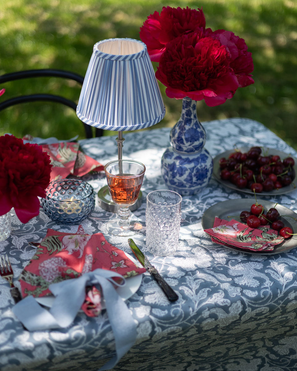 Blockprint Tischdecke "Blue Tea"