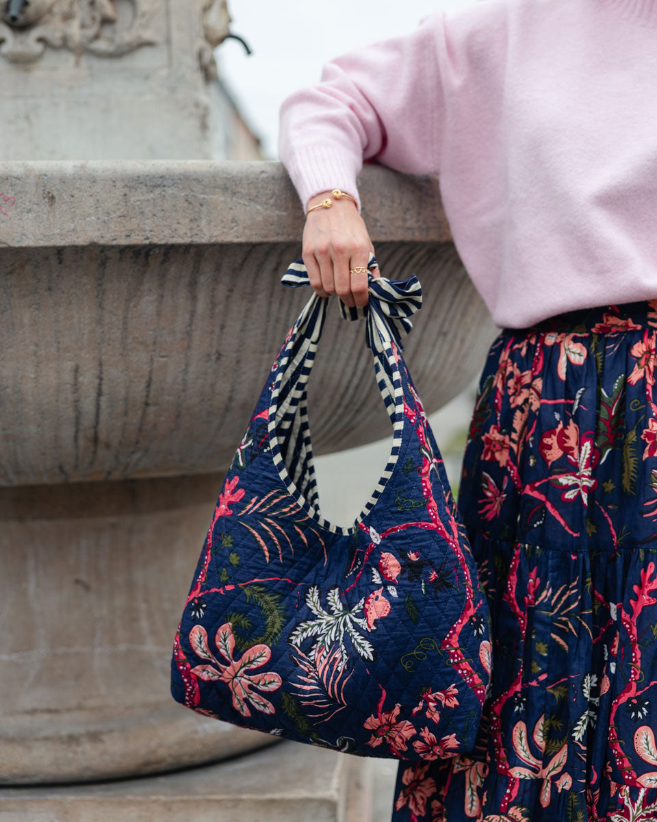 Bow Bag "Amalfi" mit Extra Täschchen - blau