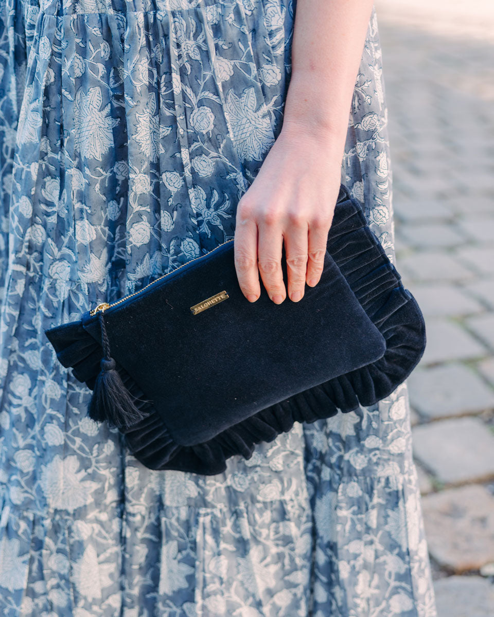 Samt-Täschchen Dunkelblau