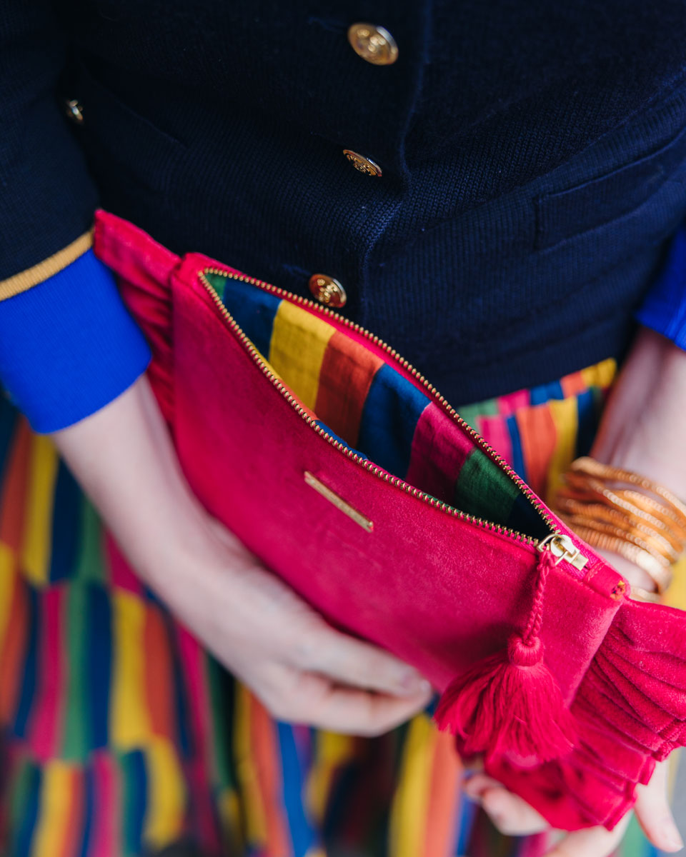 Samt-Täschchen Himbeerrot