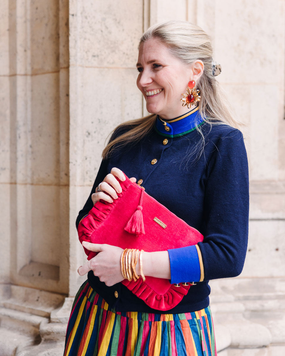 Samt-Täschchen Himbeerrot