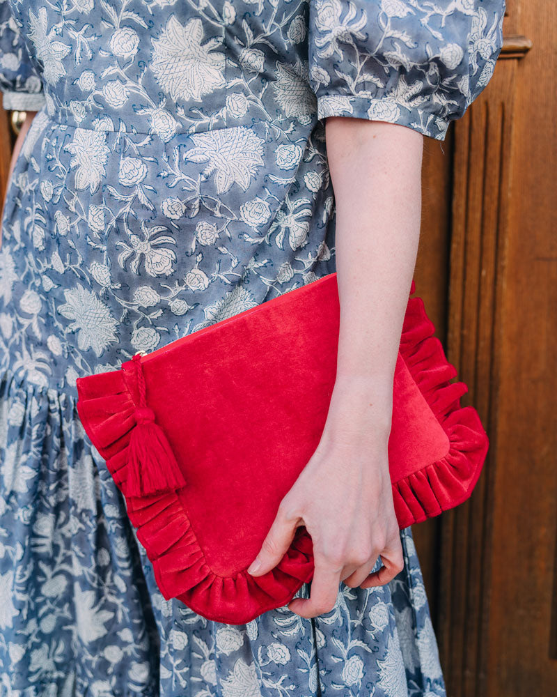 Samt-Täschchen Himbeerrot