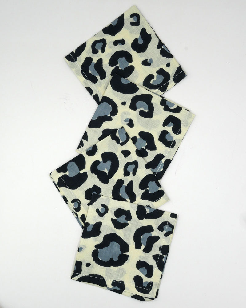 Cocktailservietten "Leopard" blaugrau (4er)