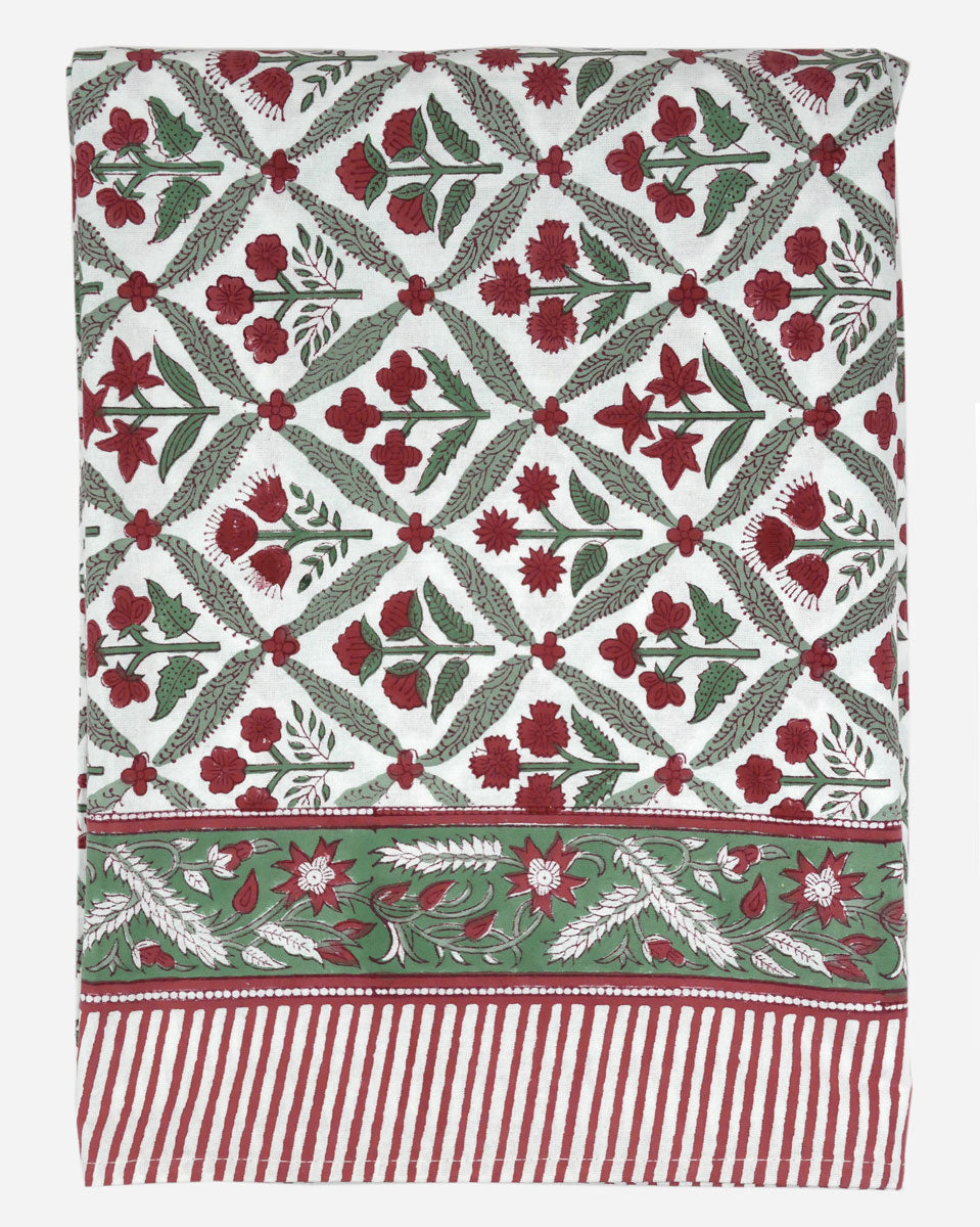 Blockprint Tischdecke "Fiore Felice"