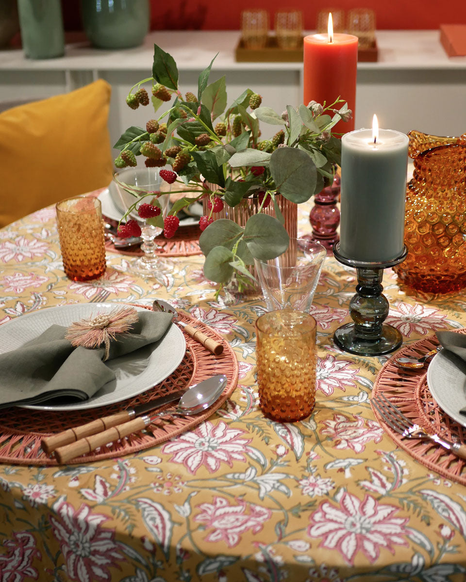 Tischset aus Palmenstroh in rosé - 2er Set