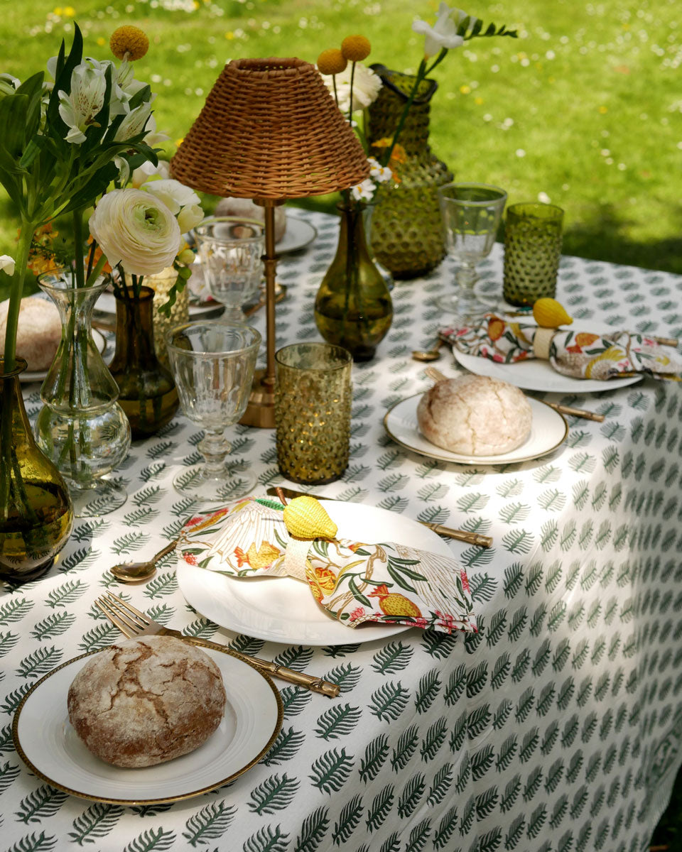 Blockprint Tischdecke "Evergreen"
