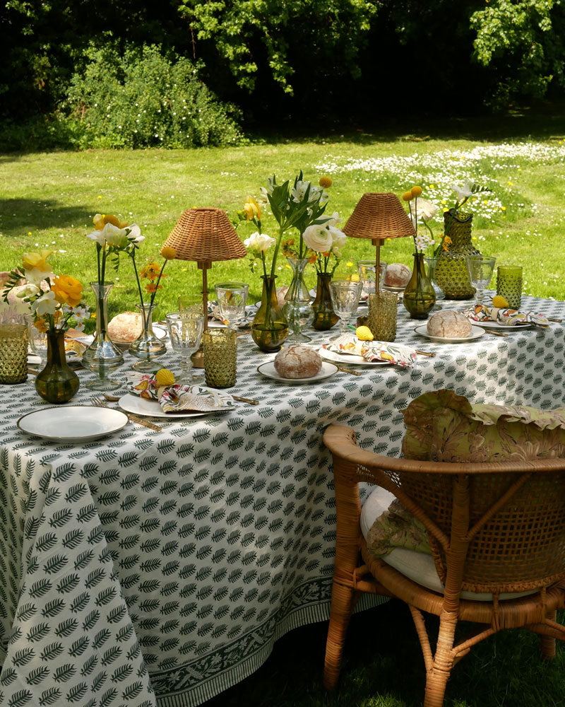 Blockprint Tischdecke "Evergreen"