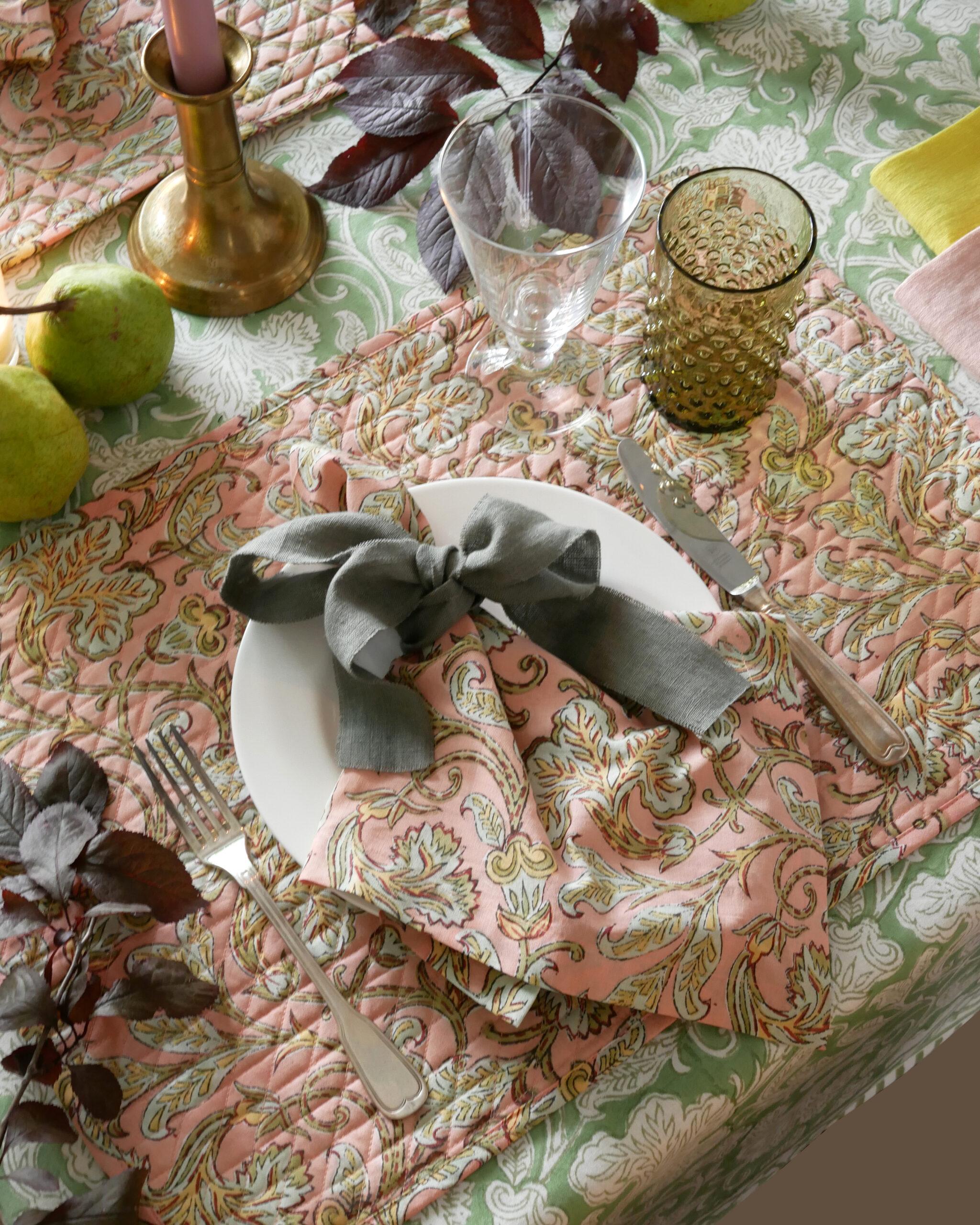 Tischsets abgesteppt Herbst Tablesetting