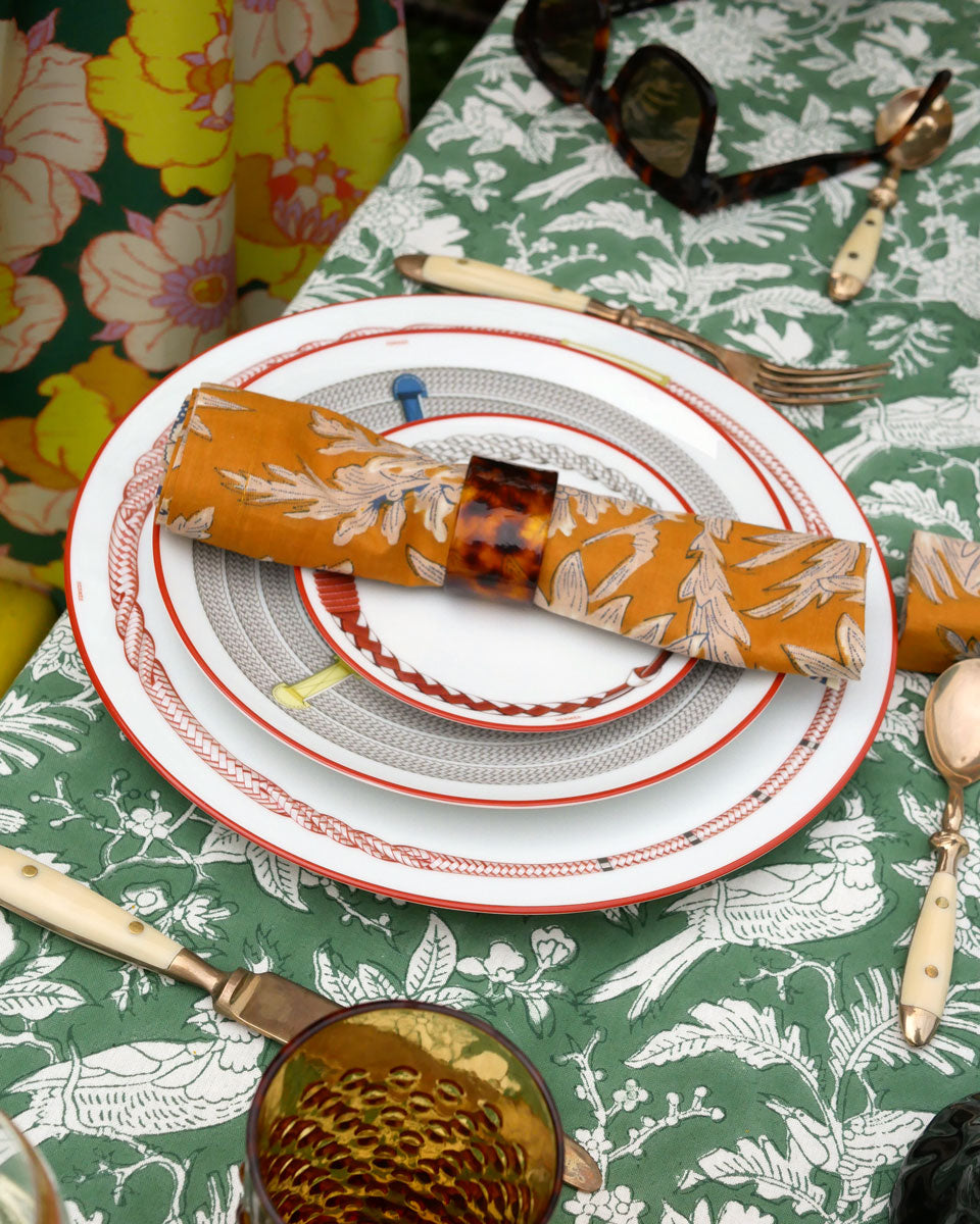 Blockprint Tischdecke "Parrot"