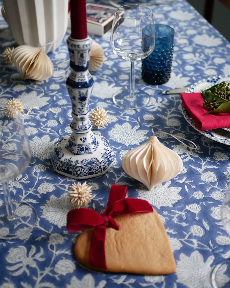 Blockprint Tischdecke "Rhapsody in blue"