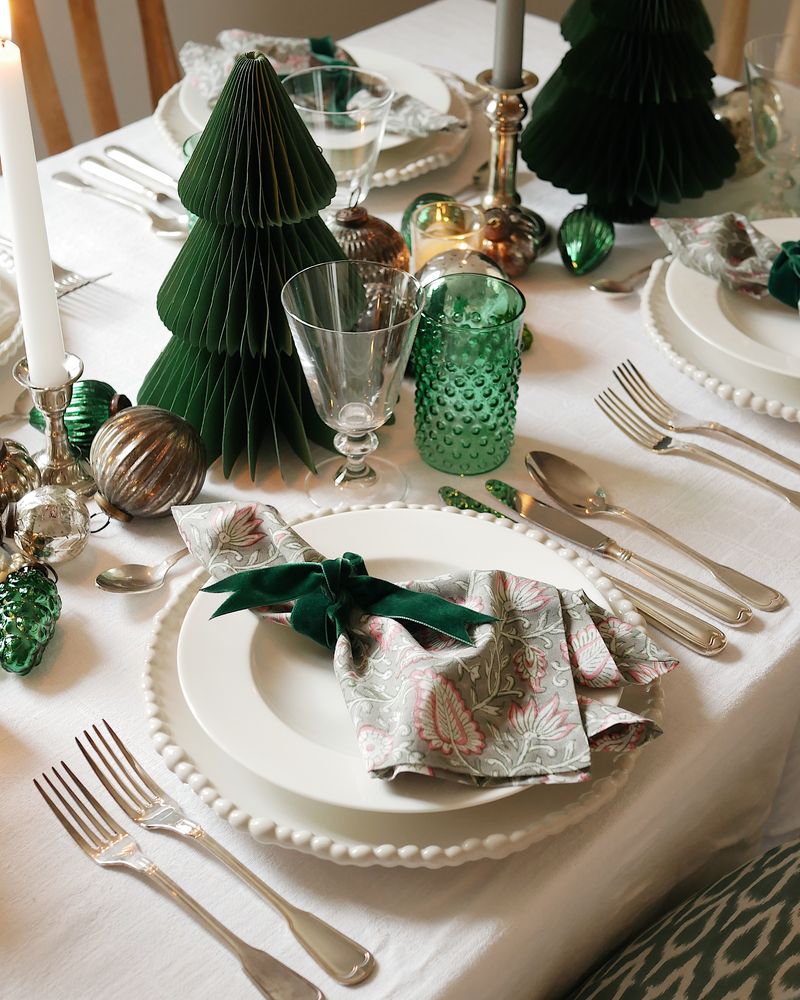 Leinen Tischdecke Weiß mit Quasten