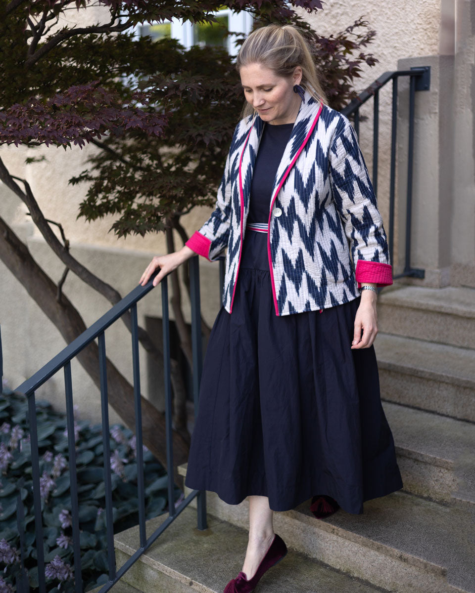 Ikat-Jacke "Donata" in Navy und Pink