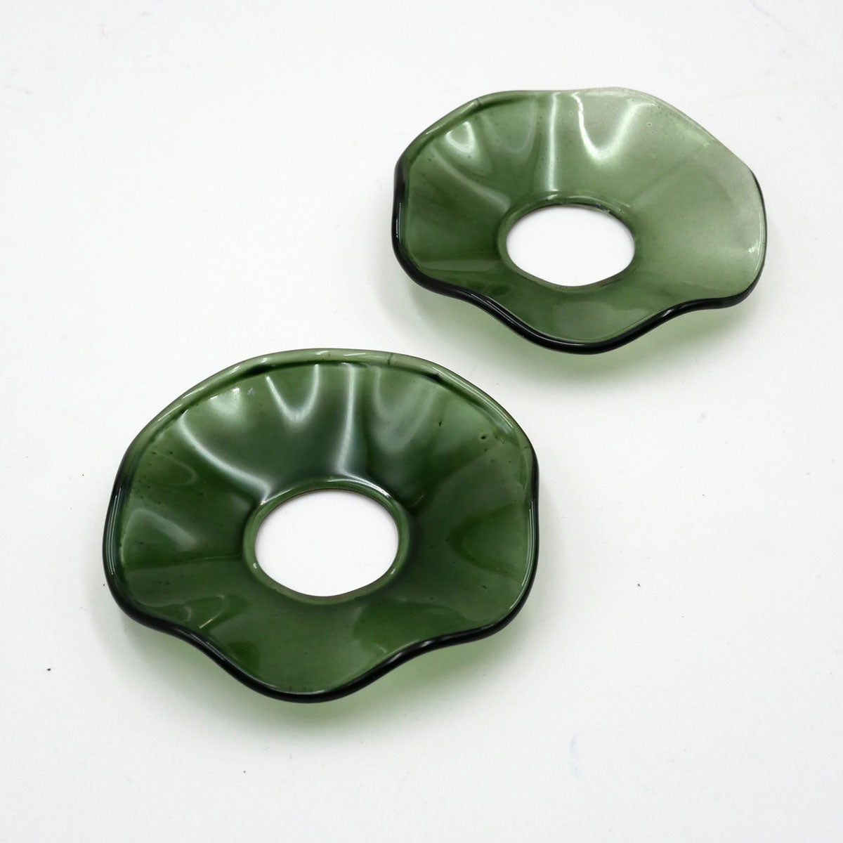 Kerzenmanschetten aus Glas - mundgeblasen, grün