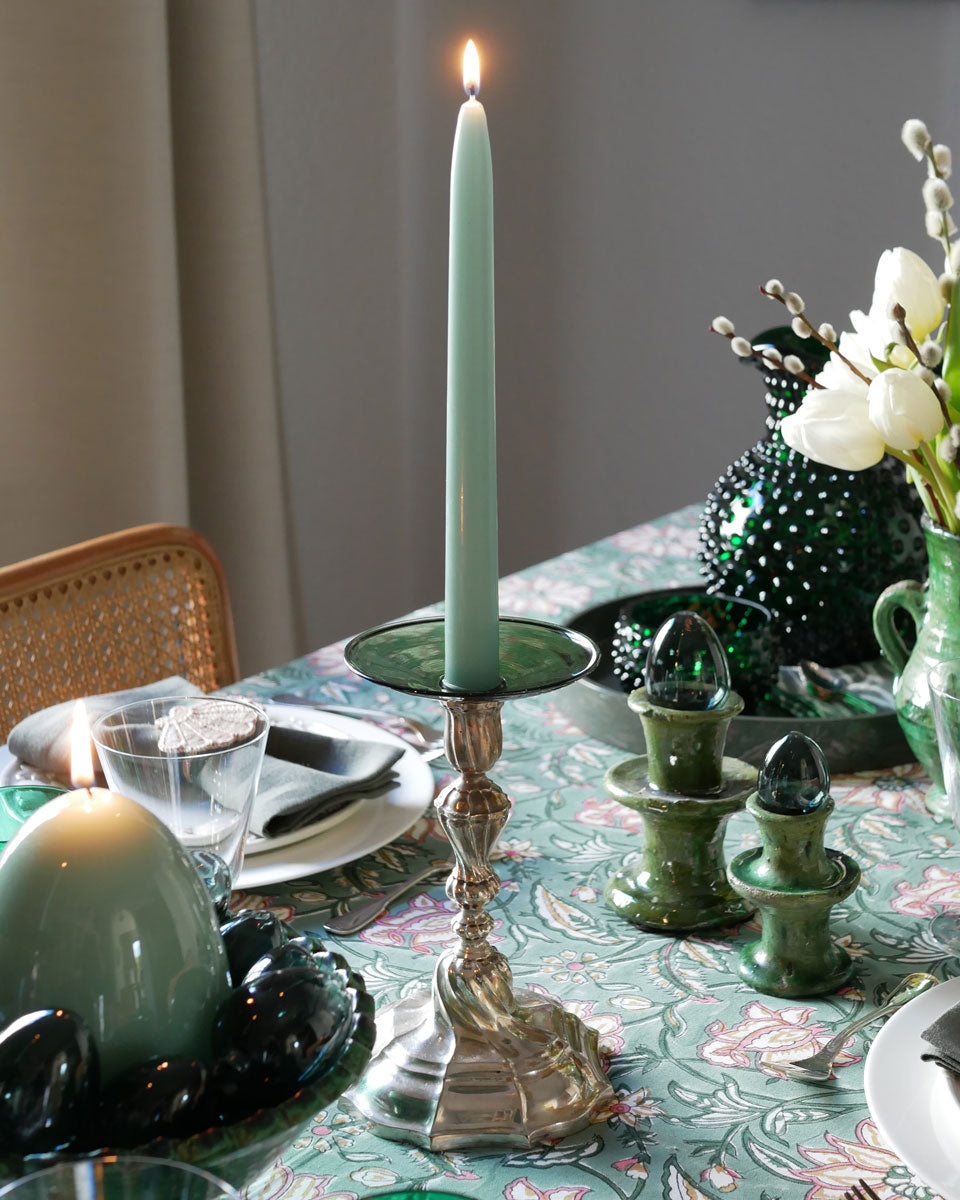 Kerzenmanschetten aus Glas - mundgeblasen, grün