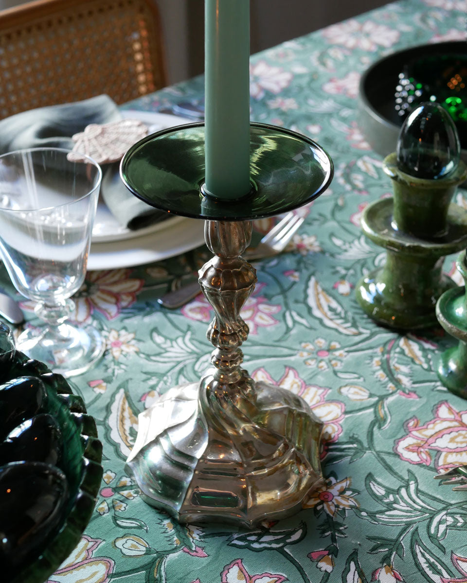 Kerzenmanschetten aus Glas - mundgeblasen, grün