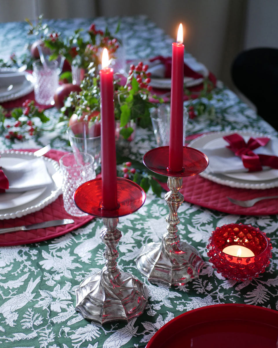 Kerzenmanschetten aus Glas - mundgeblasen, rot