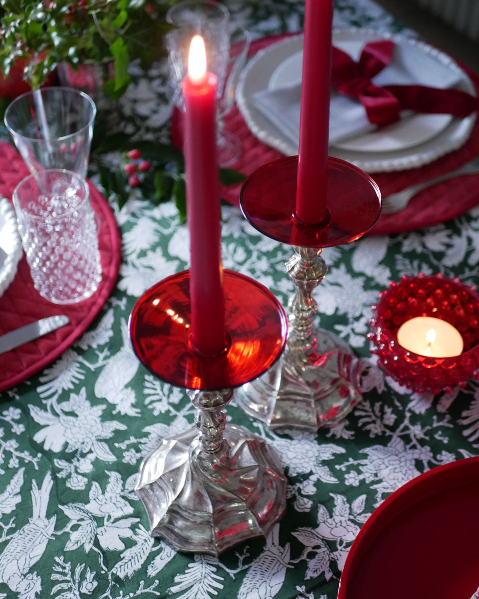 Kerzenmanschetten aus Glas - mundgeblasen, rot