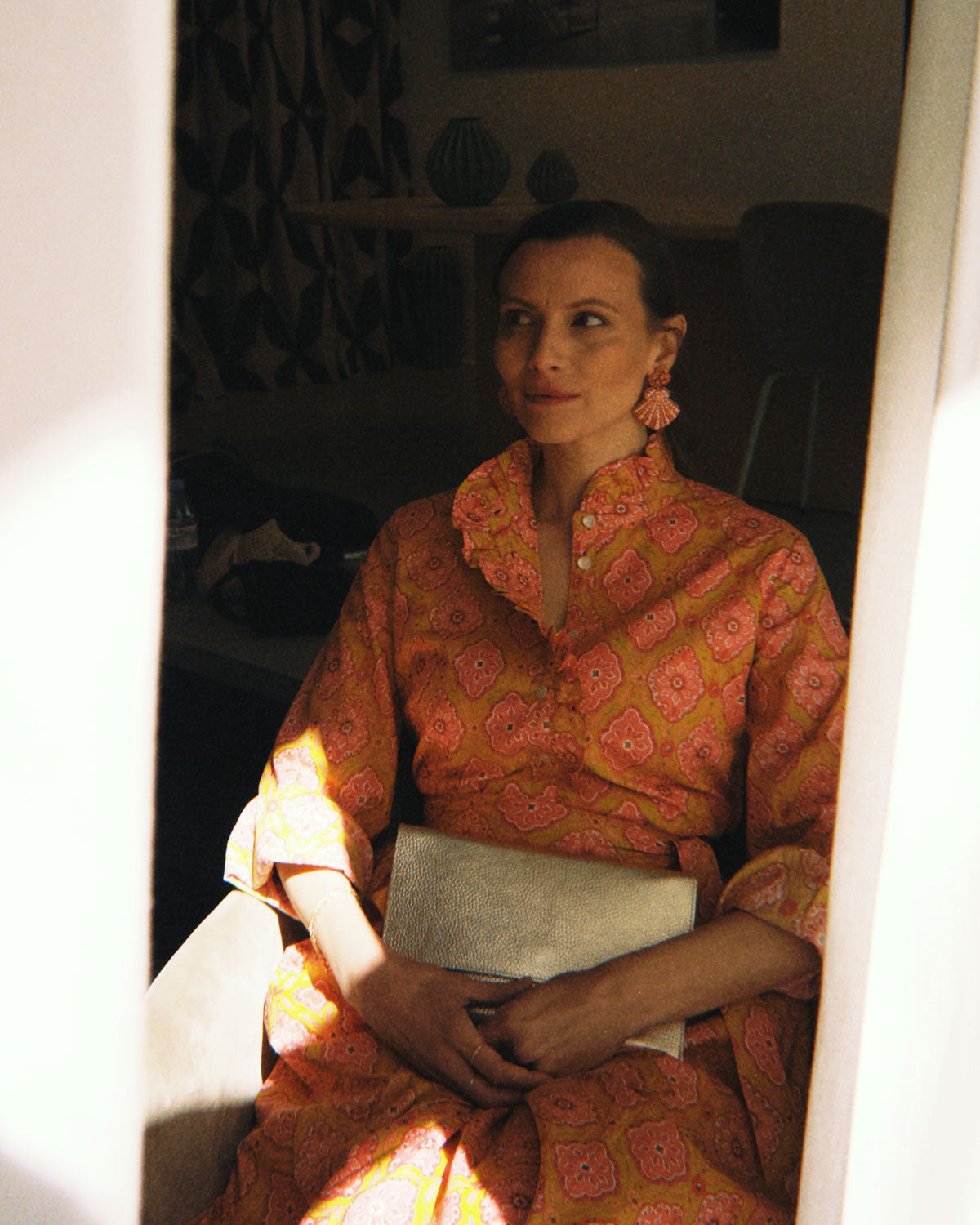 Kleid mit Volantkragen "Leonie" in Sonnengelb