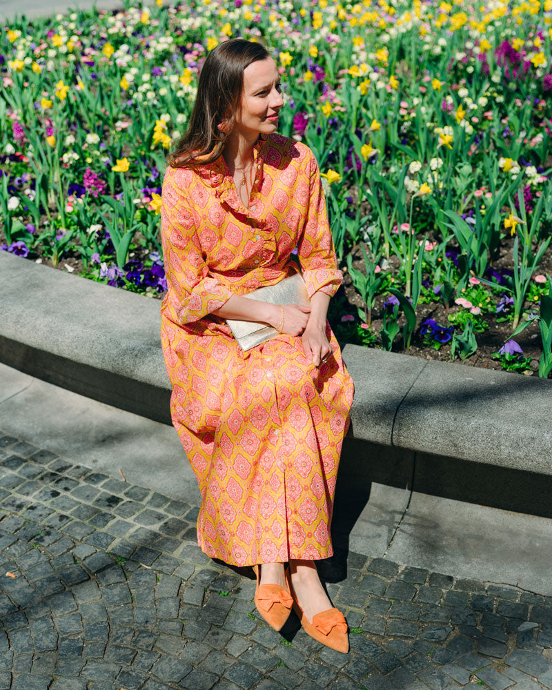 Kleid mit Volantkragen "Leonie" in Sonnengelb