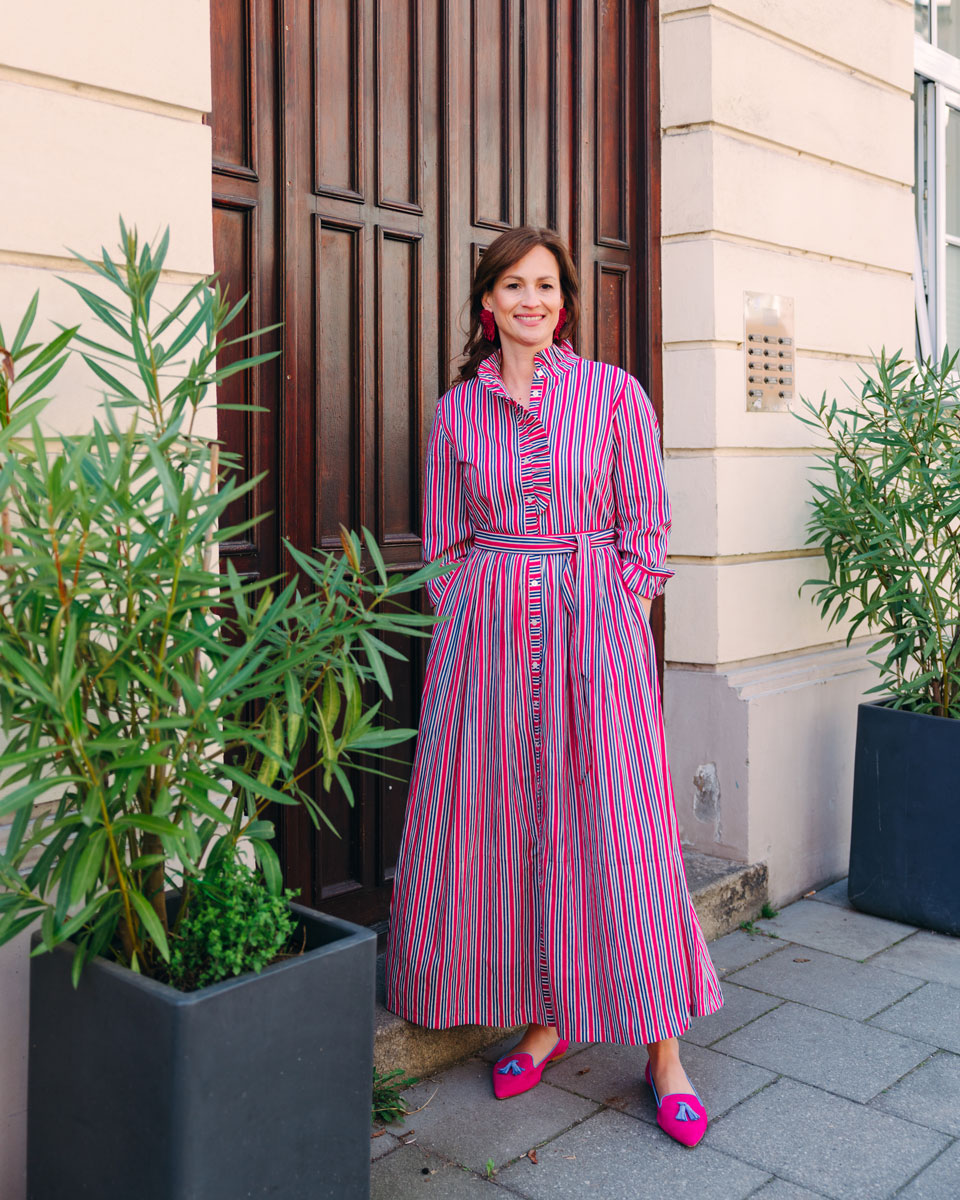 Kleid mit Volantkragen "Leonie" mit Streifen
