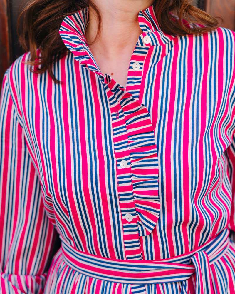 Kleid mit Volantkragen "Leonie" mit Streifen