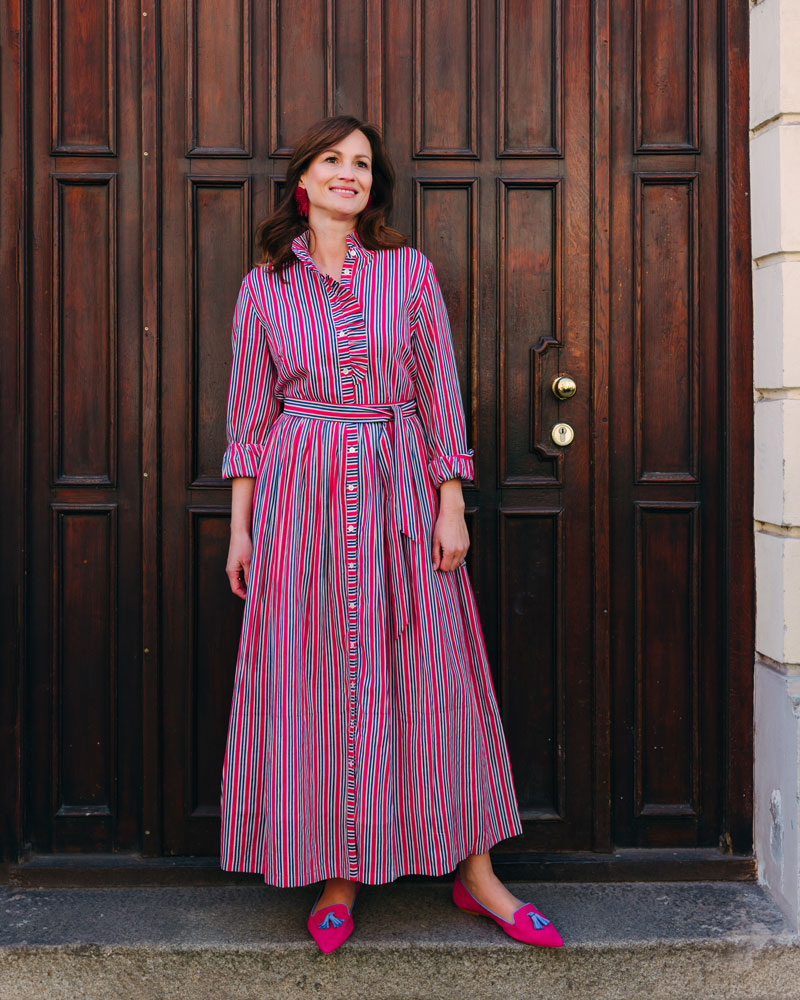 Kleid mit Volantkragen "Leonie" mit Streifen