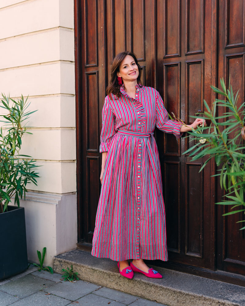 Kleid mit Volantkragen "Leonie" mit Streifen