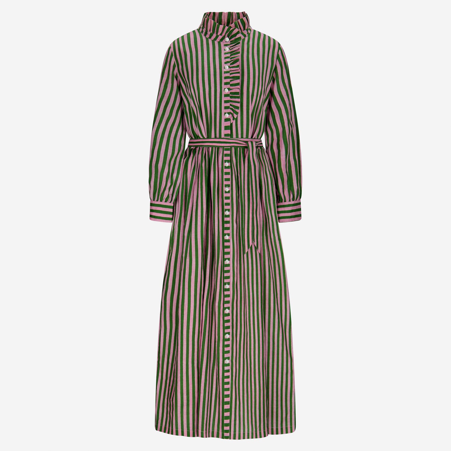 Kleid mit Volantkragen "Leonie" in Rosa-Grün