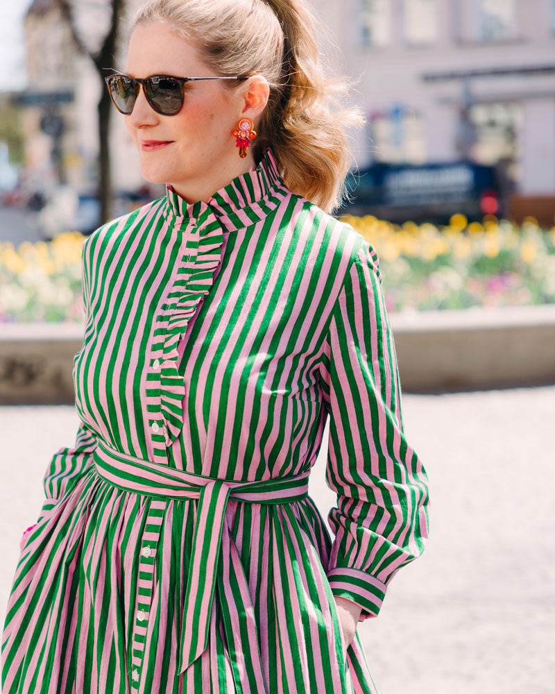 Kleid mit Volantkragen "Leonie" in Rosa-Grün