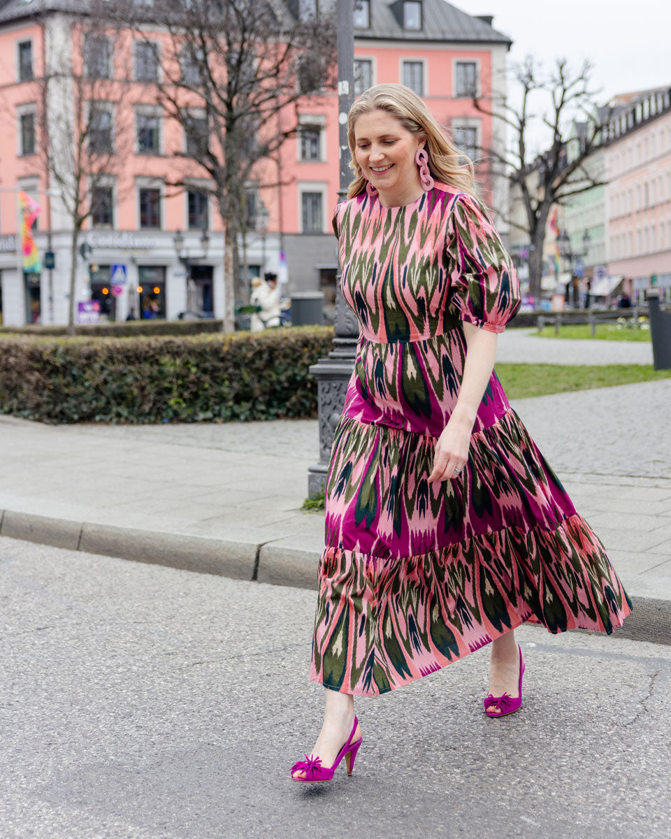 B-Ware: Kleid "Filipa" in violett-rosa Ikat