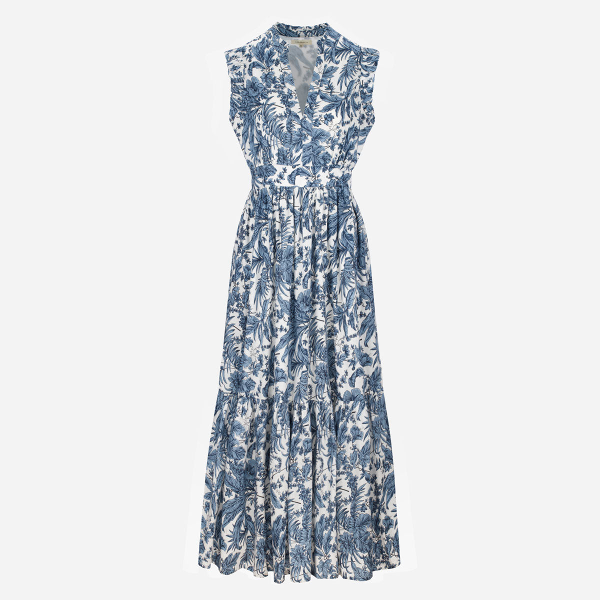 Sommerkleid "Valerie" mit blauem Palmenmuster