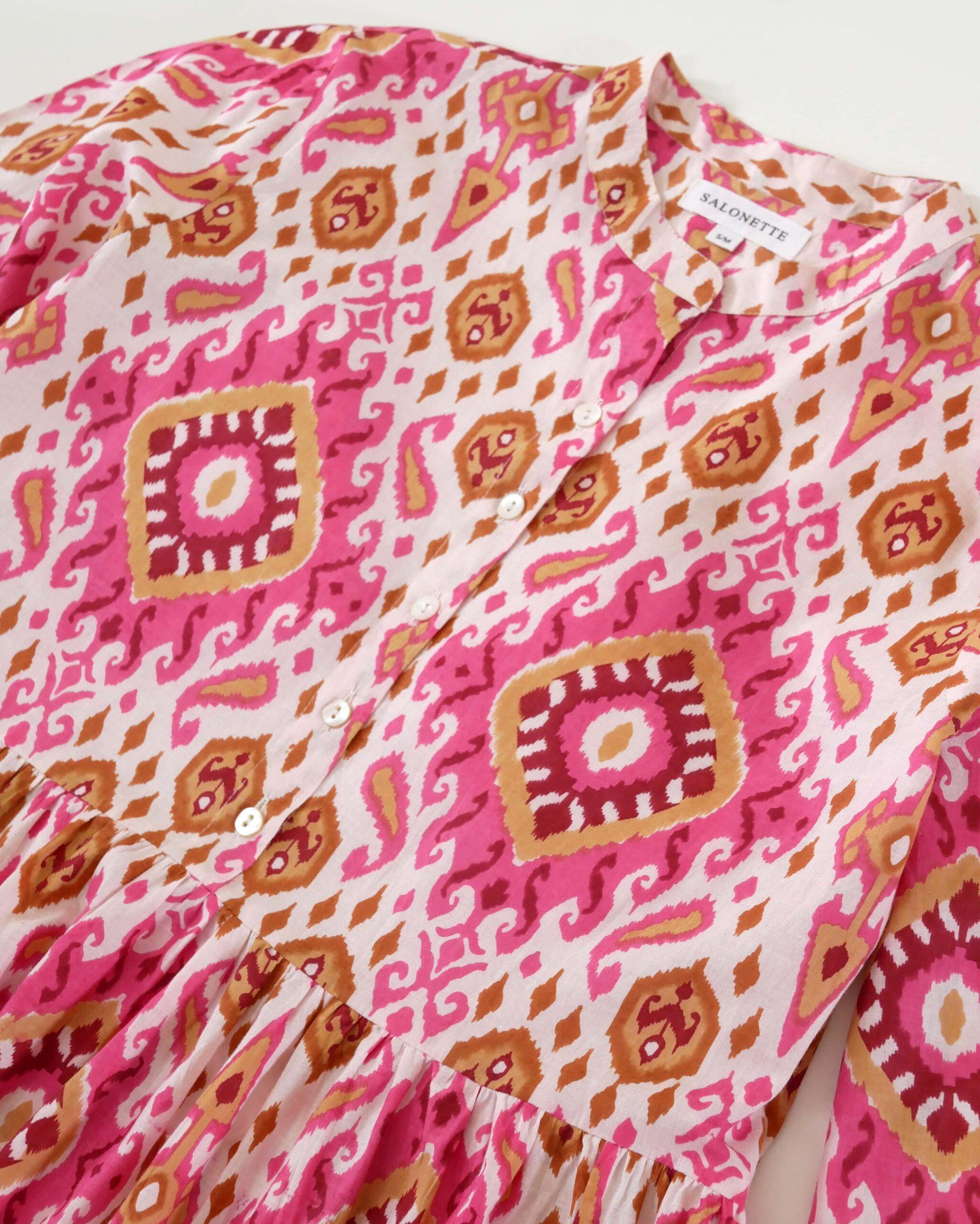 Letzte Größen: Maxikleid "Maxima" in Pink Ikat