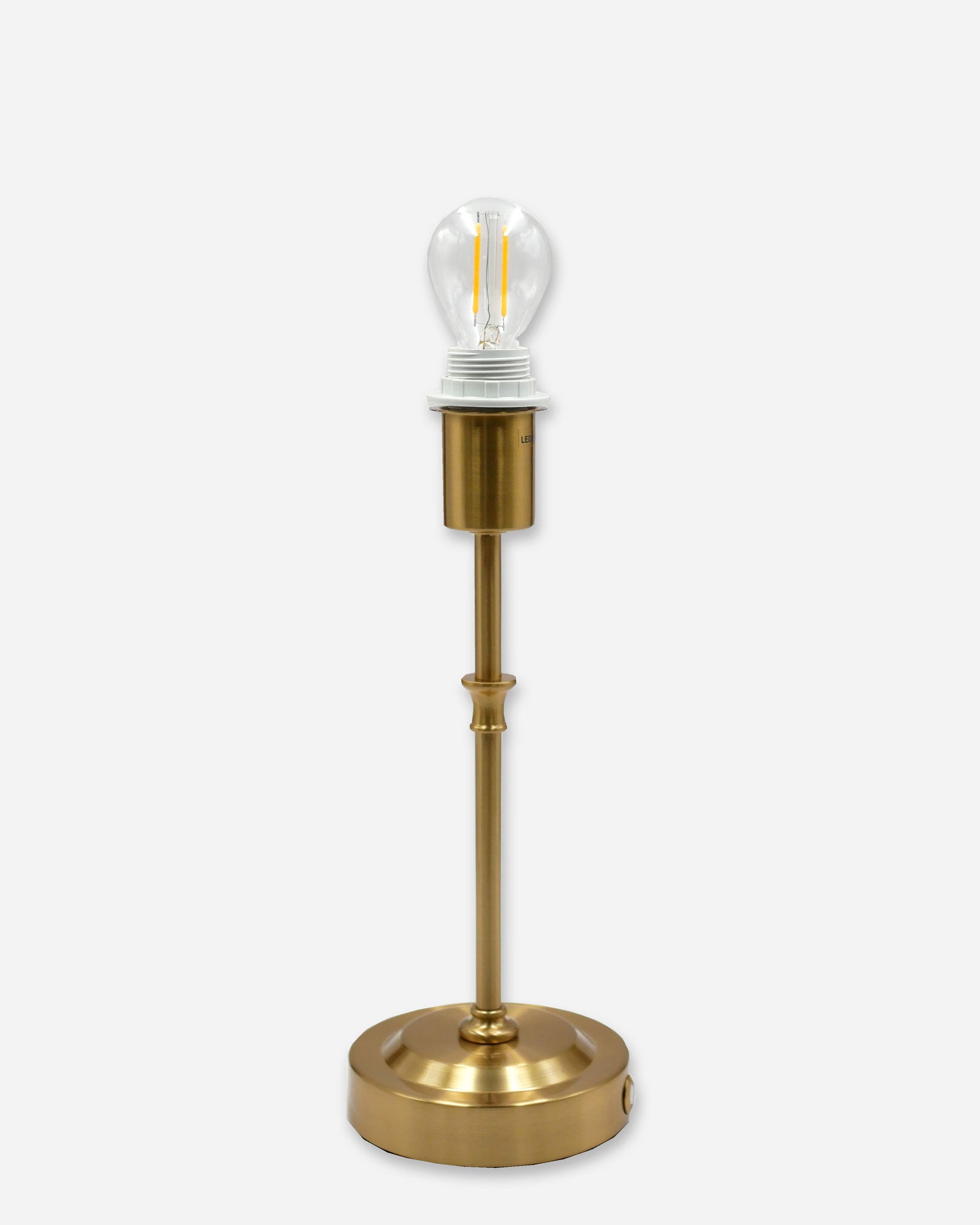 Akku Tischleuchte Gold mit Rattanschirm