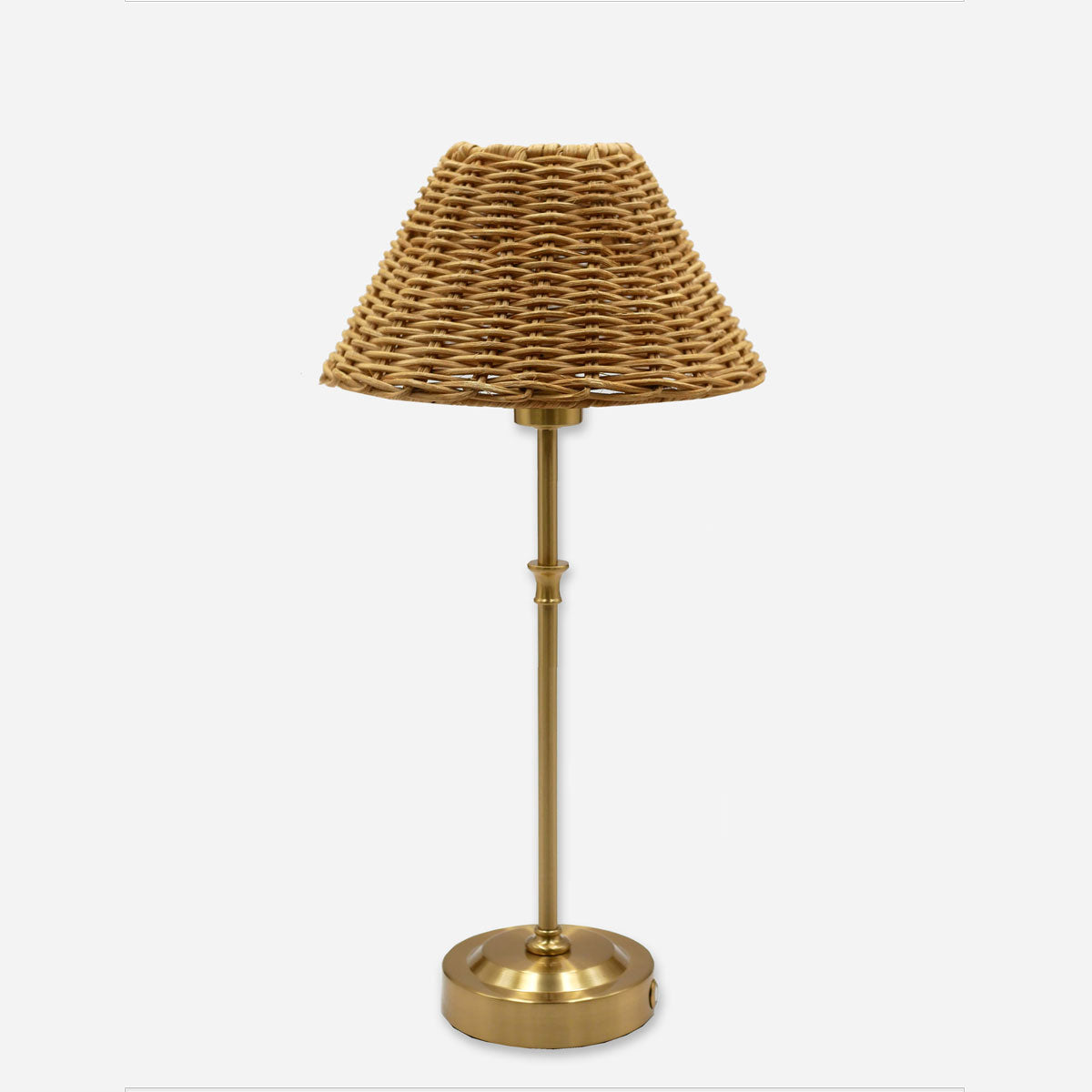 Akku Tischleuchte "Paris" mit Rattan-Schirm