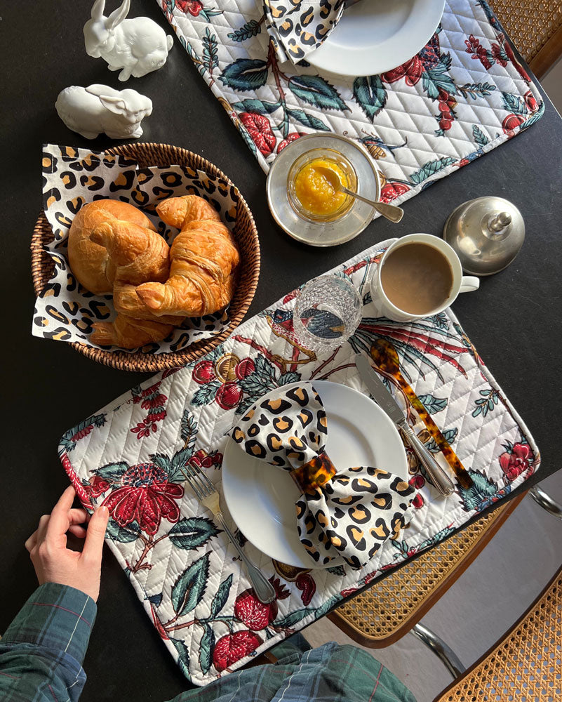 Abgesteppte Tischsets "Blackbird" - Zweier-Set