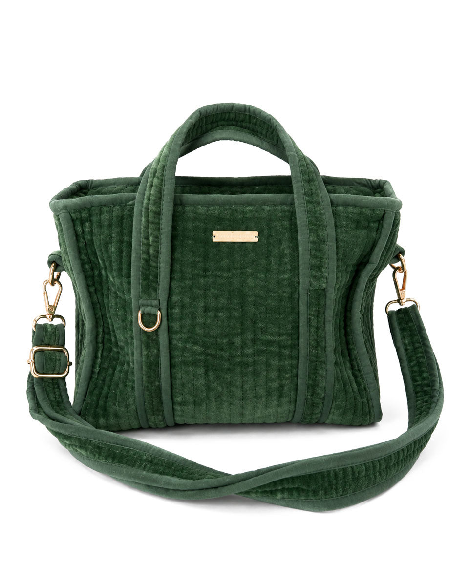 Mini Tote Bag aus Samt - flaschengrün