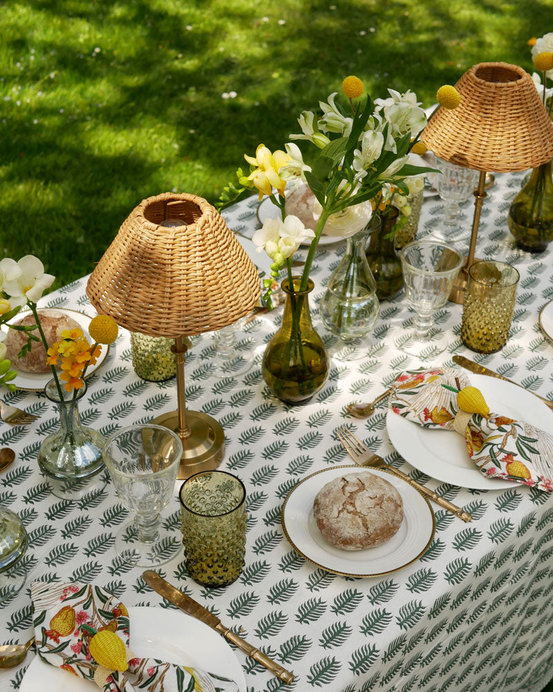 Blockprint Tischdecke "Evergreen"