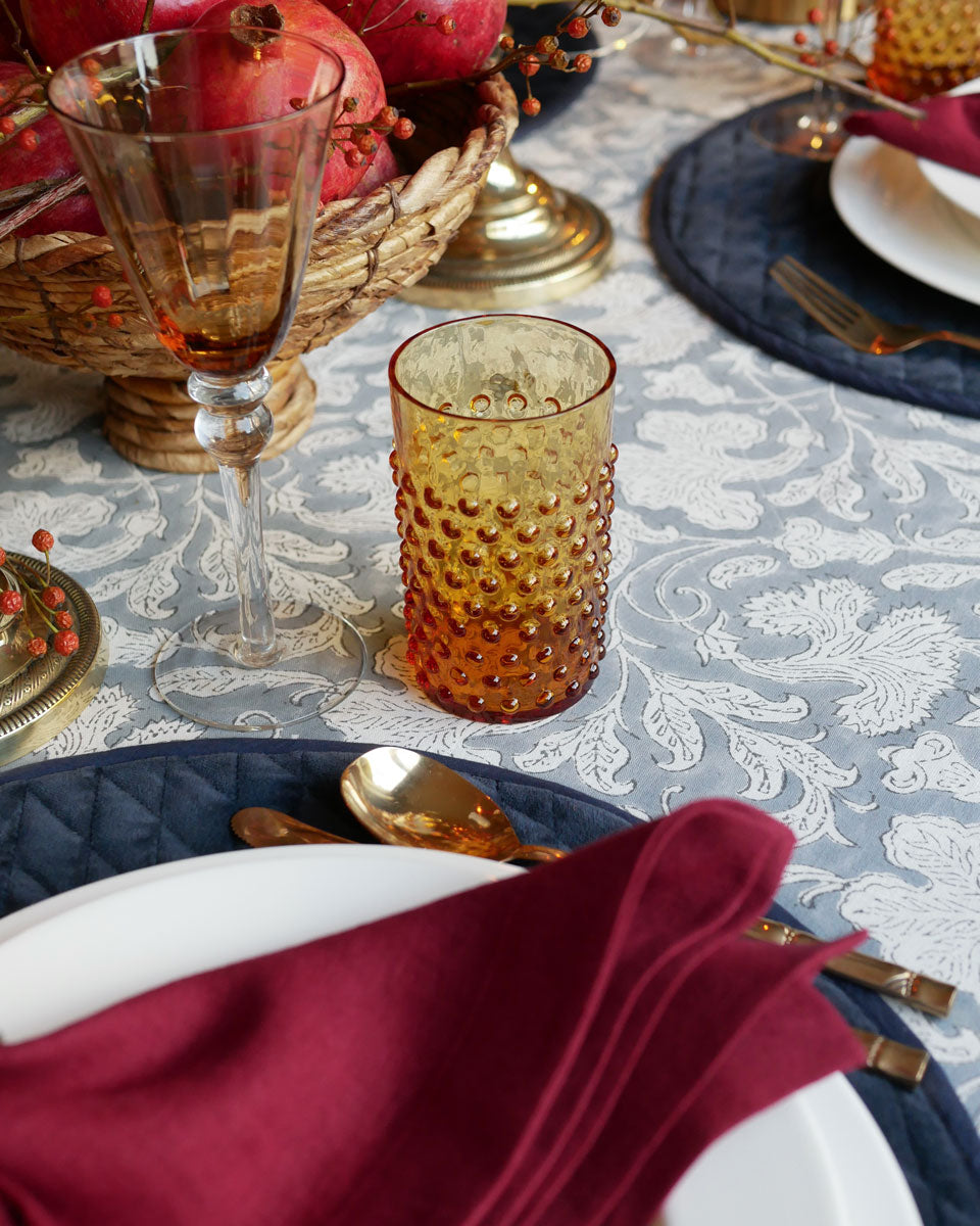 Runde Tischsets aus Samt dunkelblau - Zweier-Set