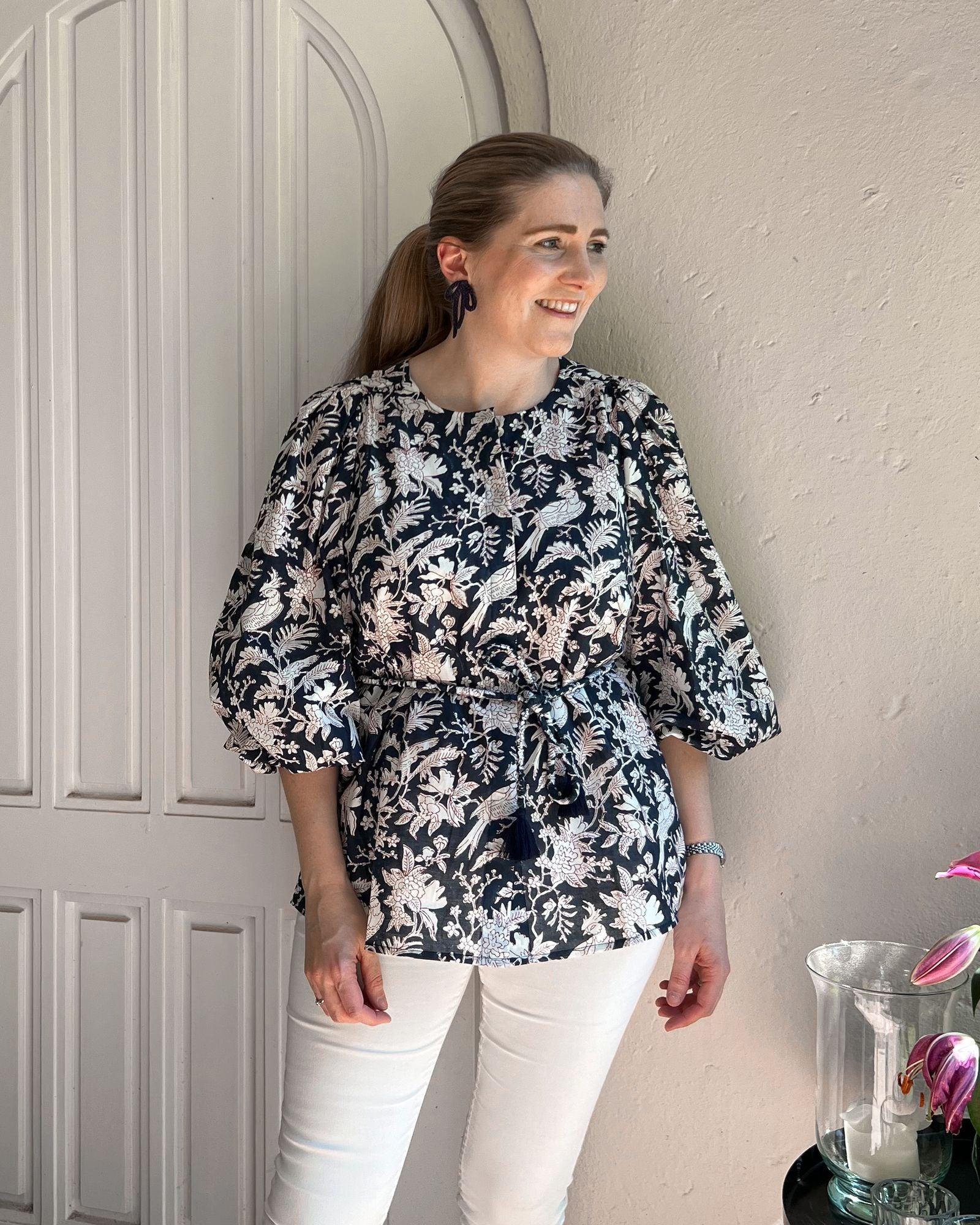 Bluse "Navy Parrot"