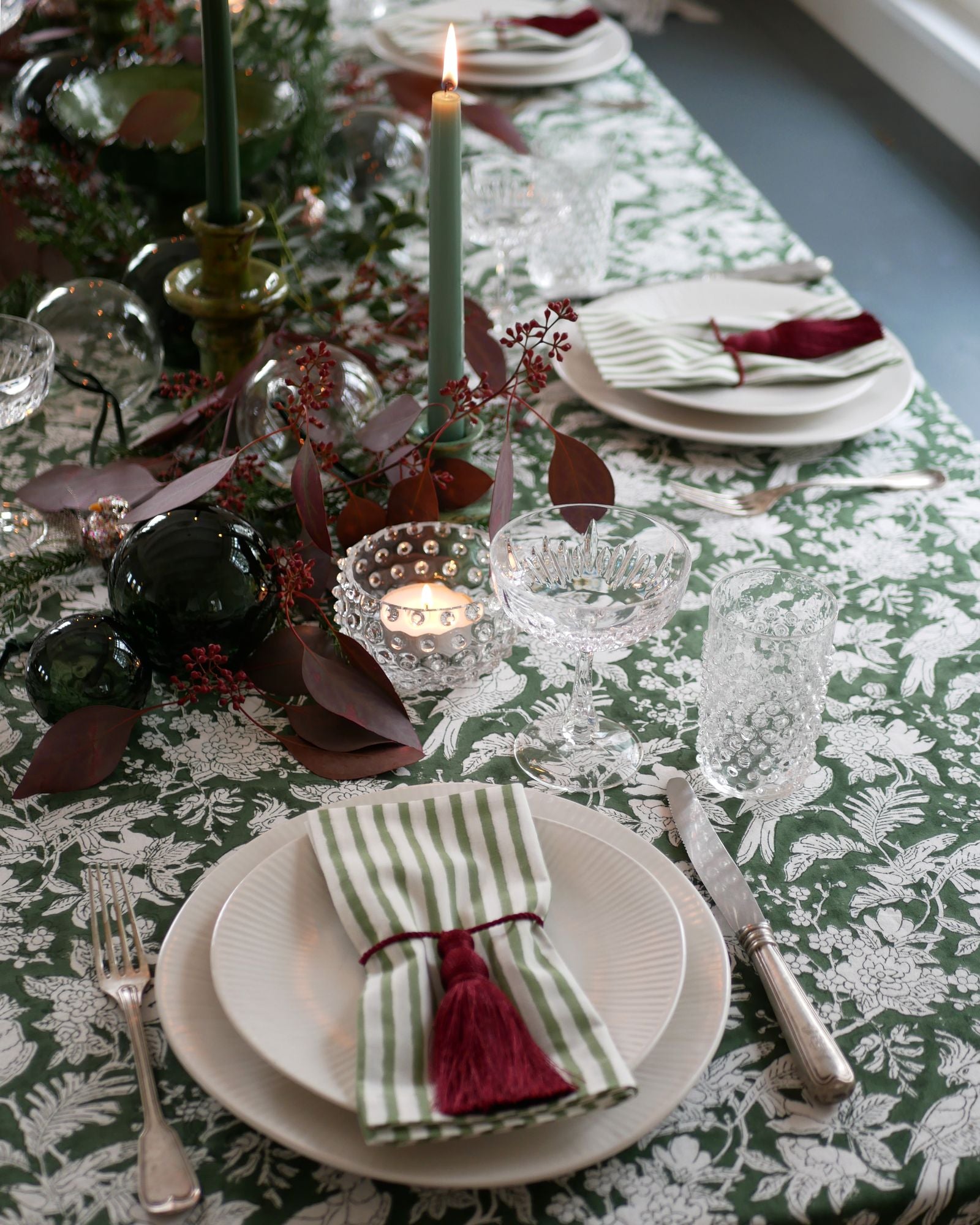 Blockprint Tischdecke "Parrot"