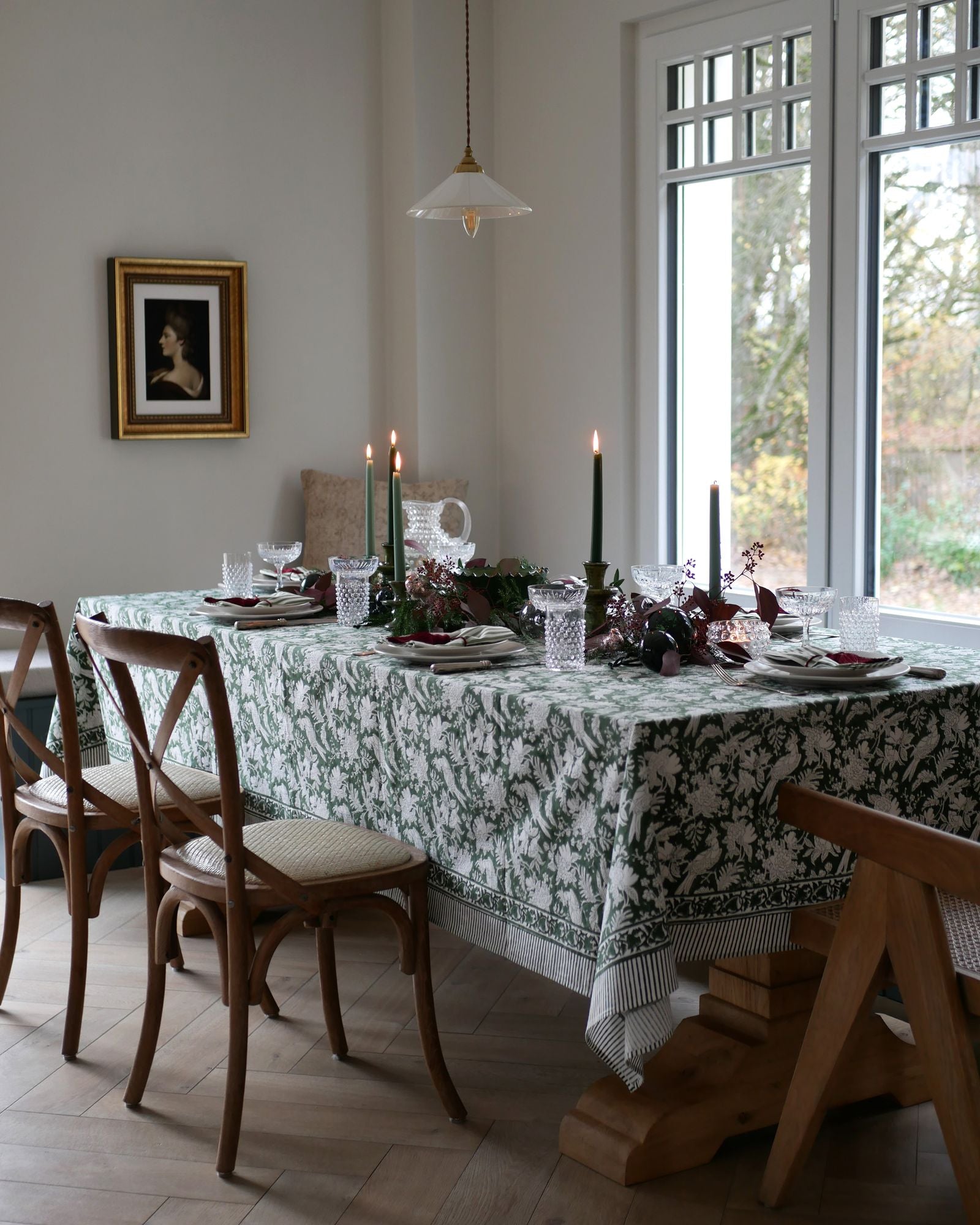 Blockprint Tischdecke "Parrot"