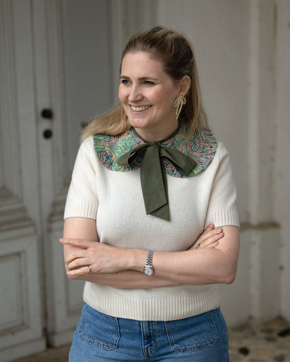 Abnehmbarer Kragen "Wendy" - Paisley grün