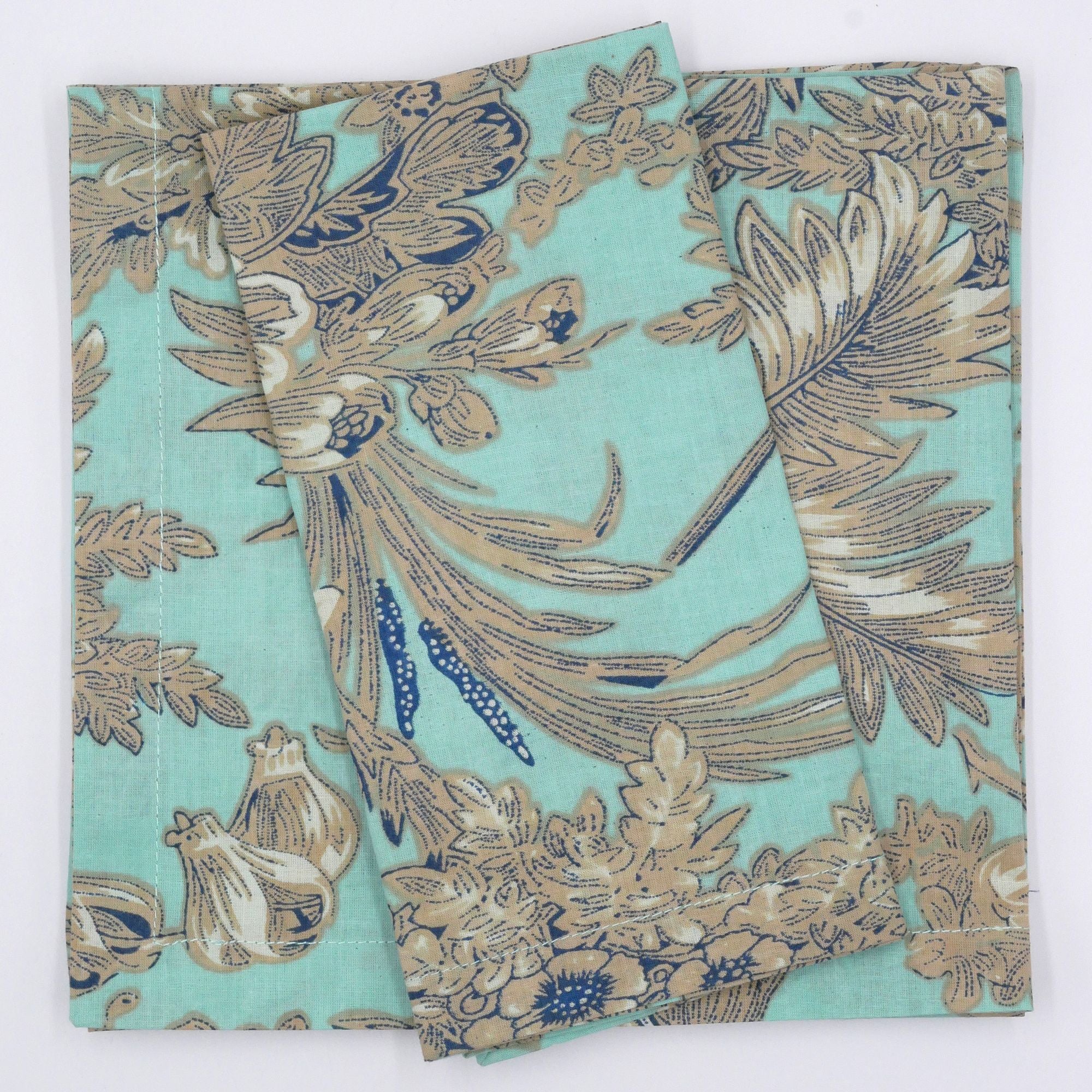 Blockprint Servietten "La Mer" in Mint (4er)