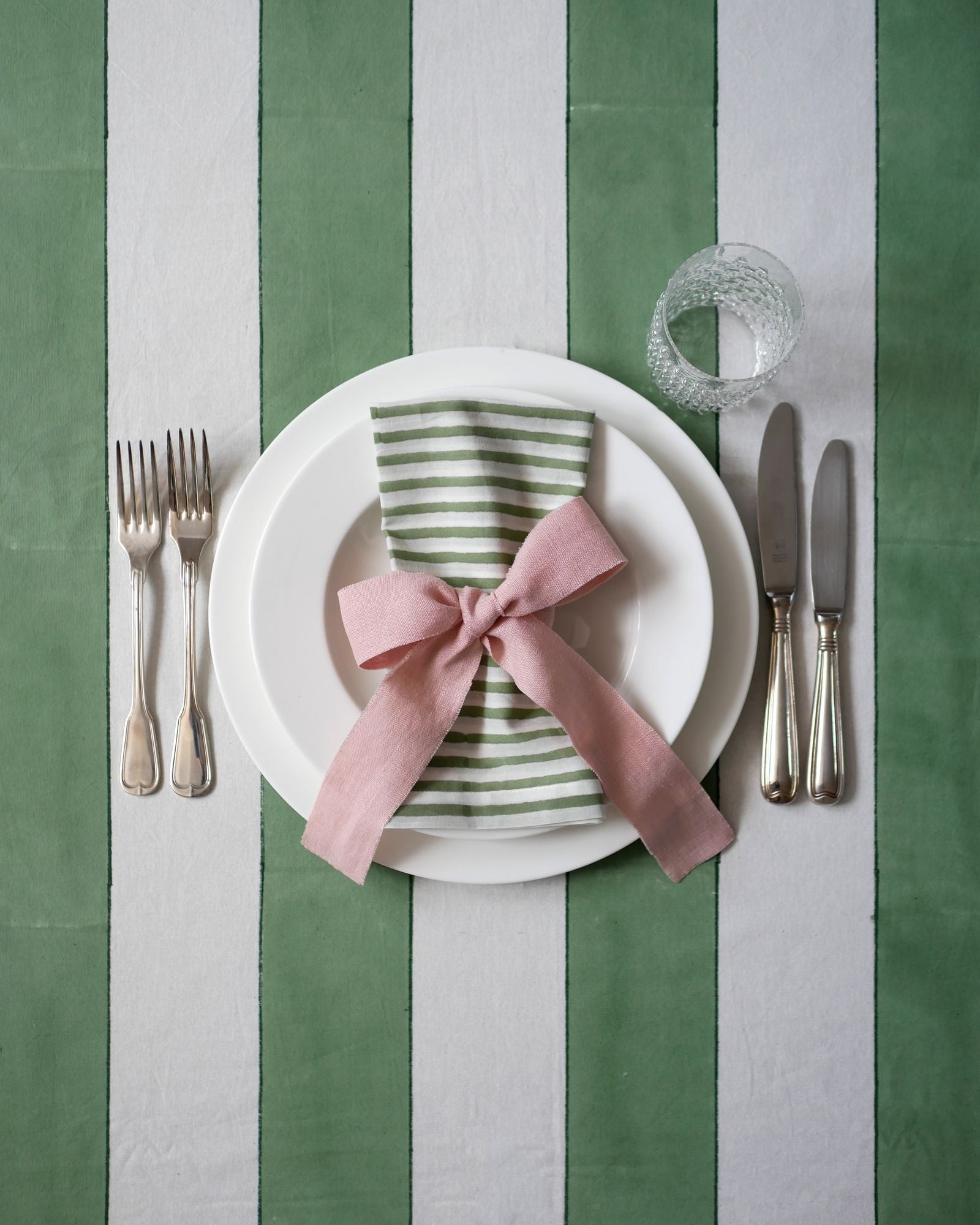 Blockstreifen Tischdecke "Lancelot" in Grün